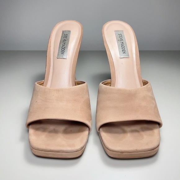 STEVE MADDEN | LIPA LEATHER SQUARED TOE FLARE HEEL PUMP - Picture 6 of 9